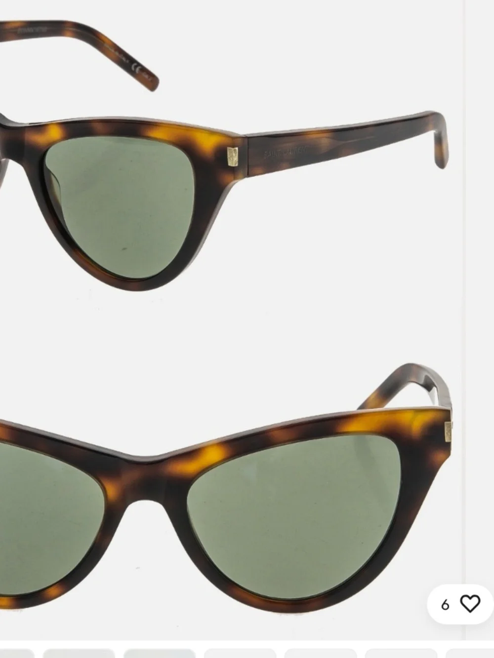 SAINT LAURENT 425 YSL SL425 003 Brown Havana Green Cat Eye Classic Sunglasses